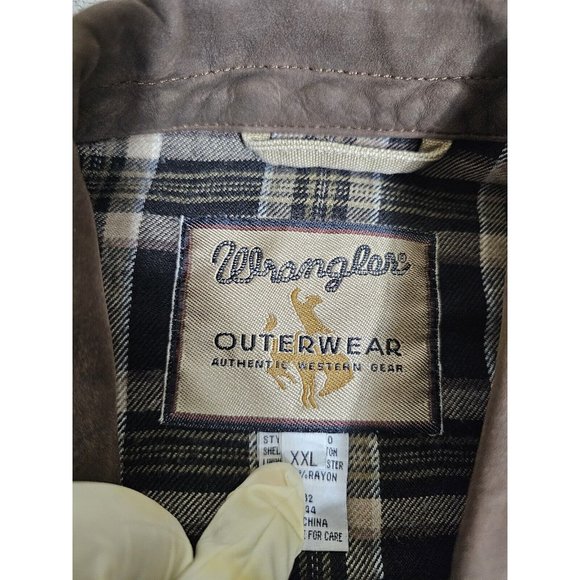 Wrangler Outdoor Wear Mens Western Canvas Vest 2XL Khaki Flannel Plaid Lining - Picture 13 of 13